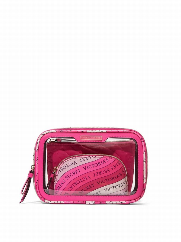 Pink Victoria Secret Hot Getaway Trio Makeup Bag | JONLQ4157