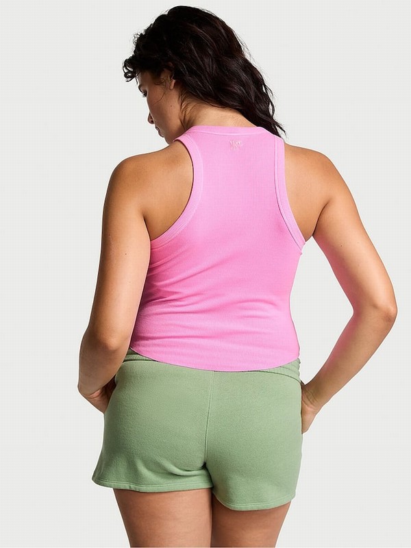 Pink Victoria Secret Lola High Neck Shrunken Rib Tops | MNAGV8216