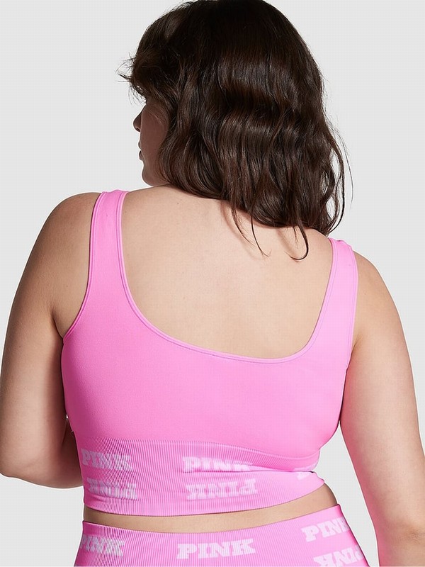 Pink Victoria Secret Lola Seamless Logo Low Impact Sports Bra | GJVLP2507