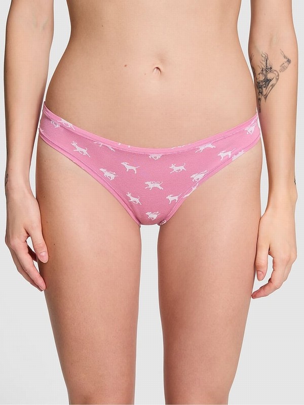 Pink Victoria Secret Moonstone Dog Print Bikini Cotton Underwear | DSGCV9074
