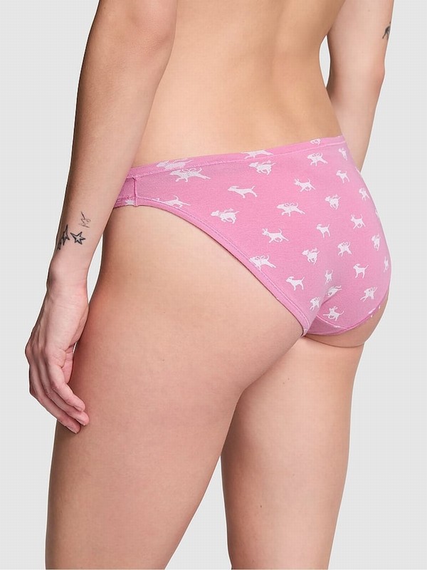 Pink Victoria Secret Moonstone Dog Print Bikini Cotton Underwear | DSGCV9074
