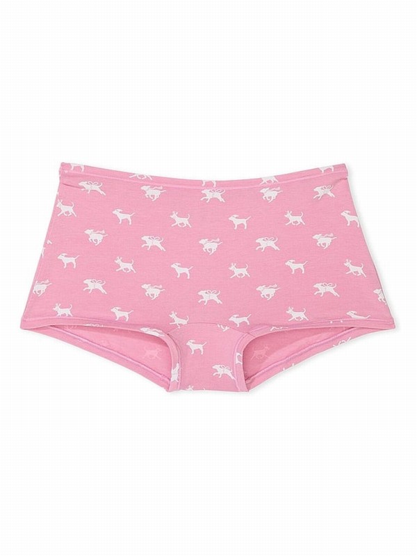 Pink Victoria Secret Moonstone Dog Print Cotton Boyshort Underwear | SNRFC3082