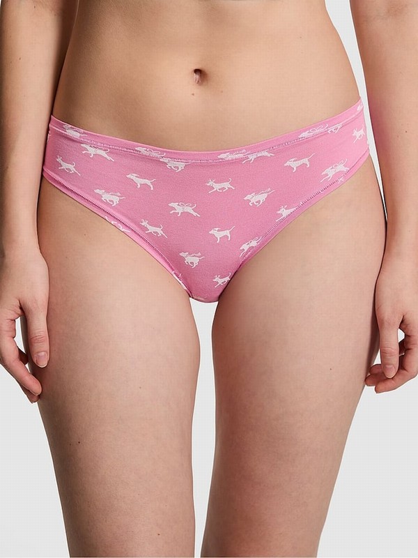 Pink Victoria Secret Moonstone Dog Print Cheeky Cotton Cheeky Underwear | PJQEY4809