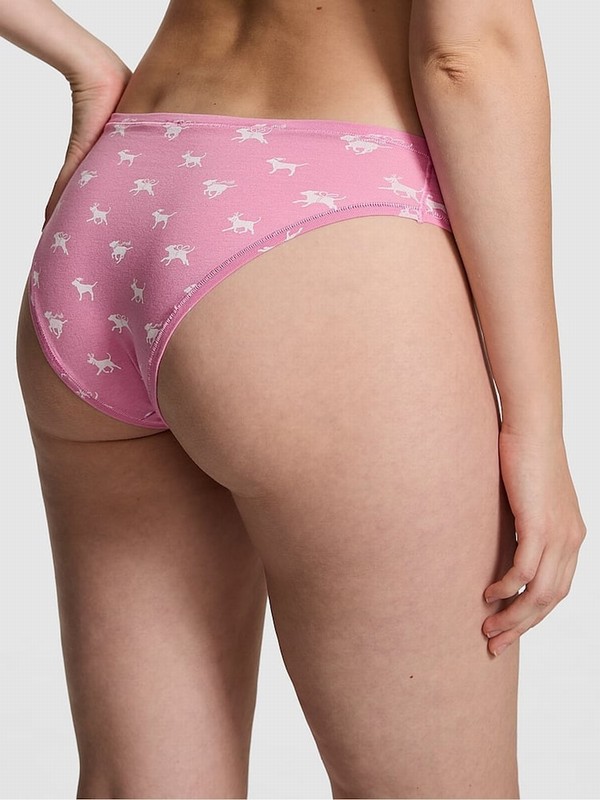 Pink Victoria Secret Moonstone Dog Print Cheeky Cotton Cheeky Underwear | PJQEY4809
