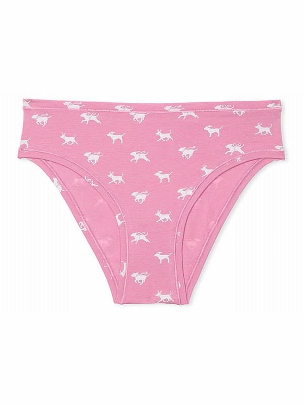 Pink Victoria Secret Moonstone Dog Print Cheeky Cotton Cheeky Underwear | PJQEY4809