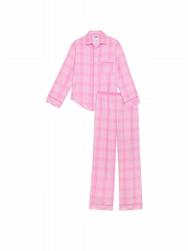Pink Victoria Secret Moonstone Flannel Long Nightwear | OBSQP0195