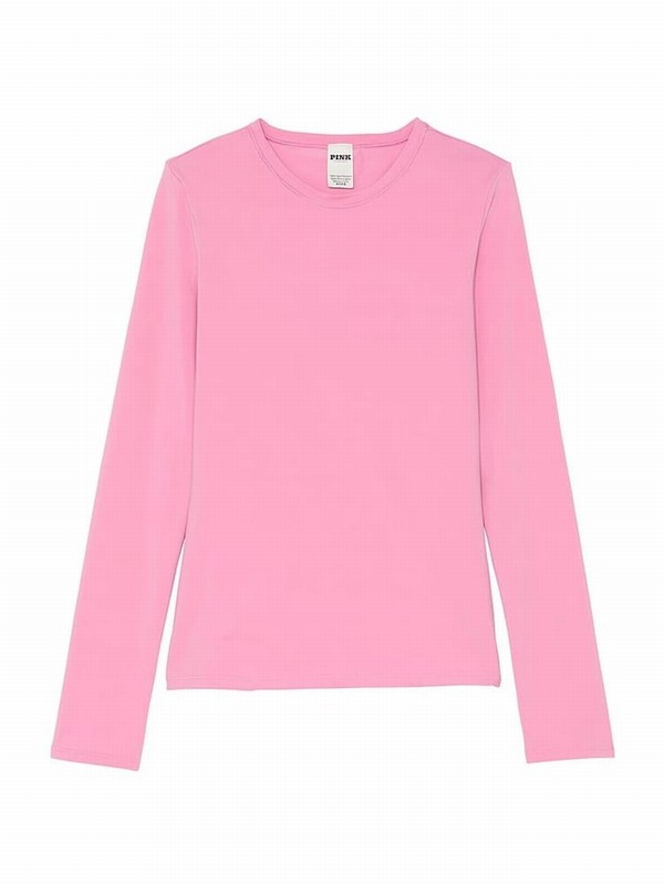 Pink Victoria Secret Moonstone Long Sleeve Soft Stretch T Shirts | WKIET6379