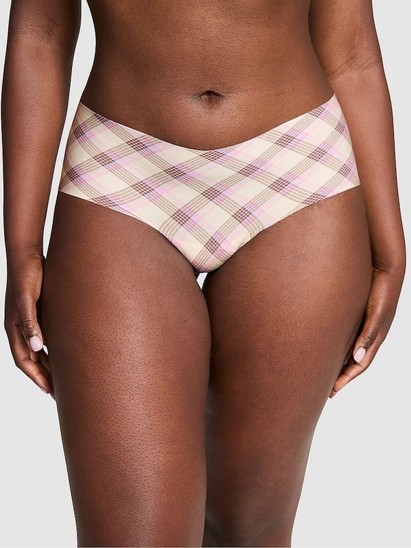 Pink Victoria Secret Moonstone Plaid Cheeky No Show Lace Trim Hipster Underwear | YRTOA1253