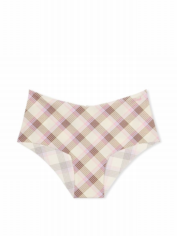 Pink Victoria Secret Moonstone Plaid Cheeky No Show Lace Trim Hipster Underwear | YRTOA1253
