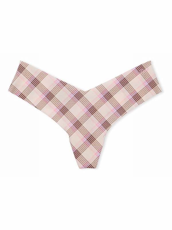 Pink Victoria Secret Moonstone Plaid High Leg Thong Underwear | XFYUL5809