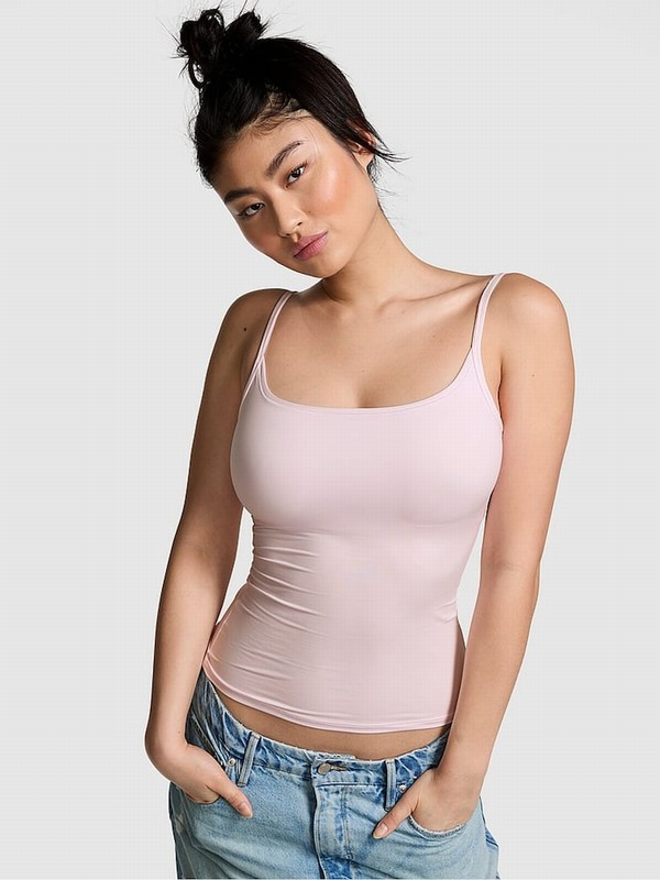 Pink Victoria Secret Moonstone Scoop Neck Soft Stretch Cami Top Tops | NCEHA5864