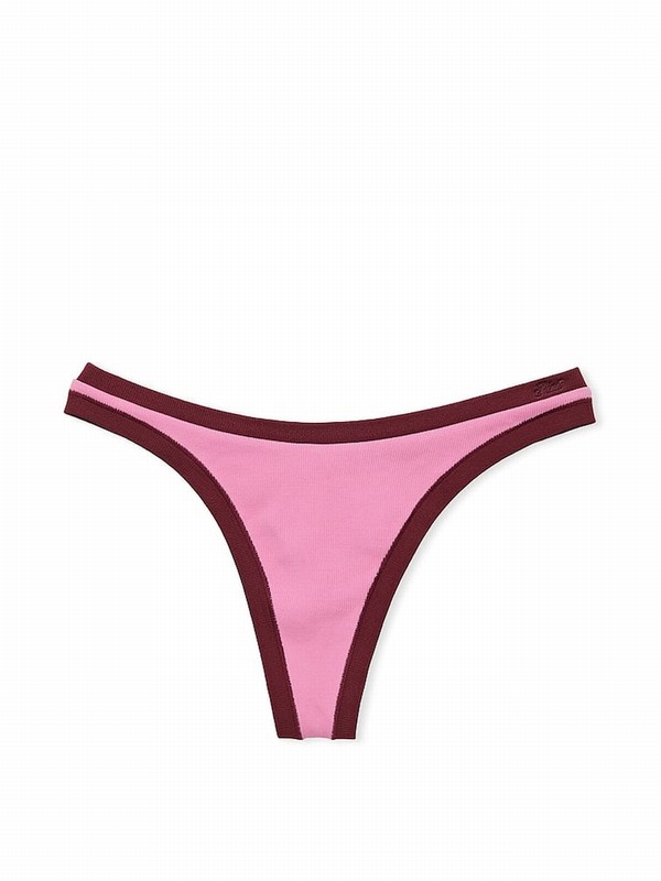 Pink Victoria Secret Moonstone Seamless High Leg Scoop Thong Underwear | QJGUT1237