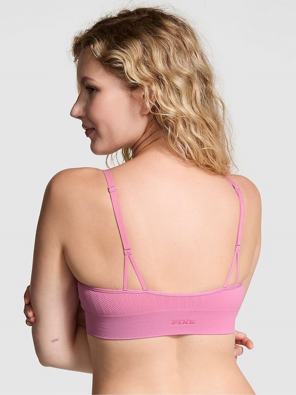 Pink Victoria Secret Moonstone Seamless Cable Knit Sports Bra | OPRTL3768