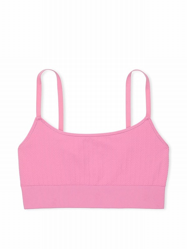 Pink Victoria Secret Moonstone Seamless Cable Knit Sports Bra | OPRTL3768