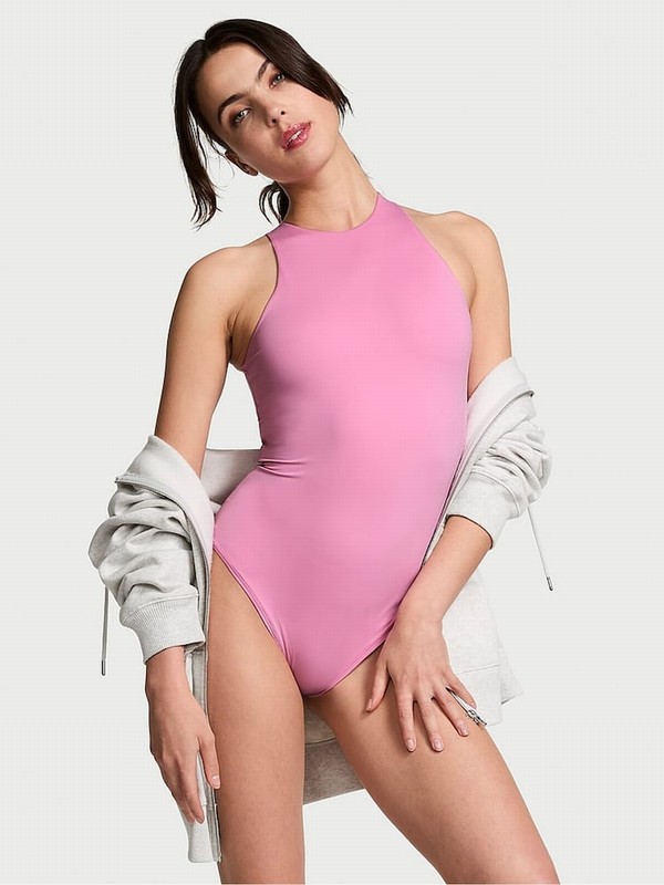 Pink Victoria Secret Moonstone Soft Stretch Tank Bodysuit Tops | QCWMP9036