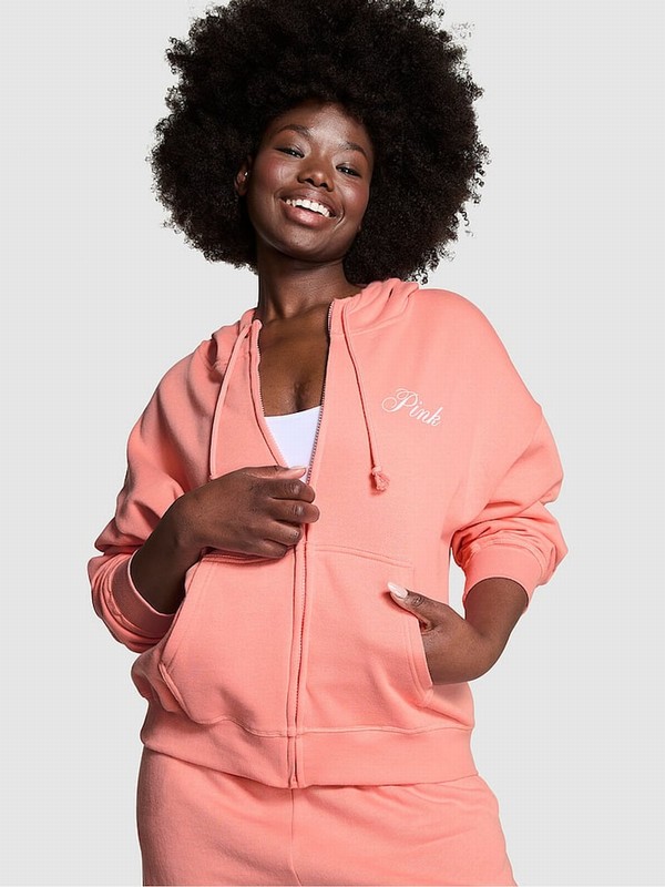 Pink Victoria Secret Passion Fleece Fleece Full Zip Hoodie | PXCJF9246