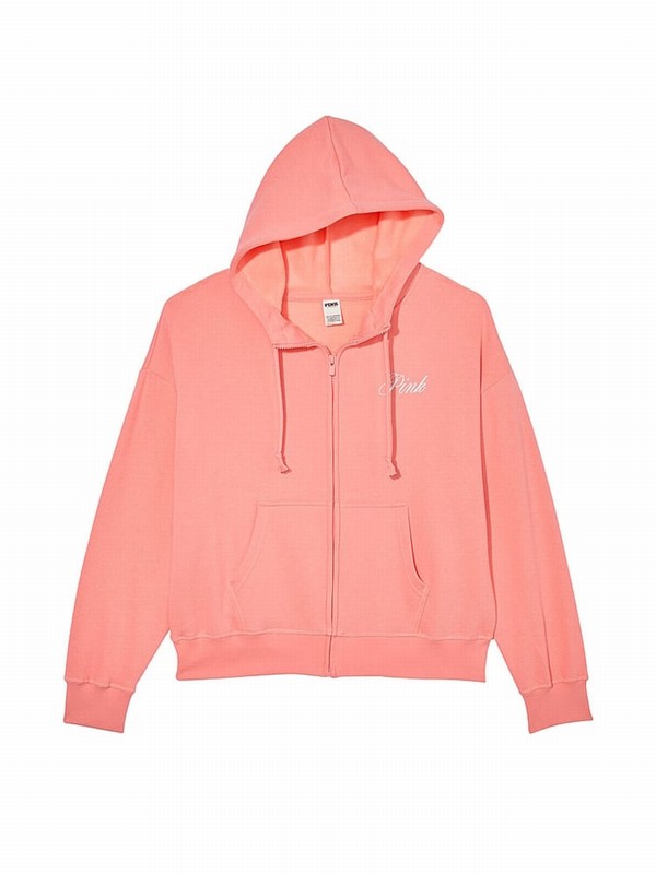 Pink Victoria Secret Passion Fleece Fleece Full Zip Hoodie | PXCJF9246