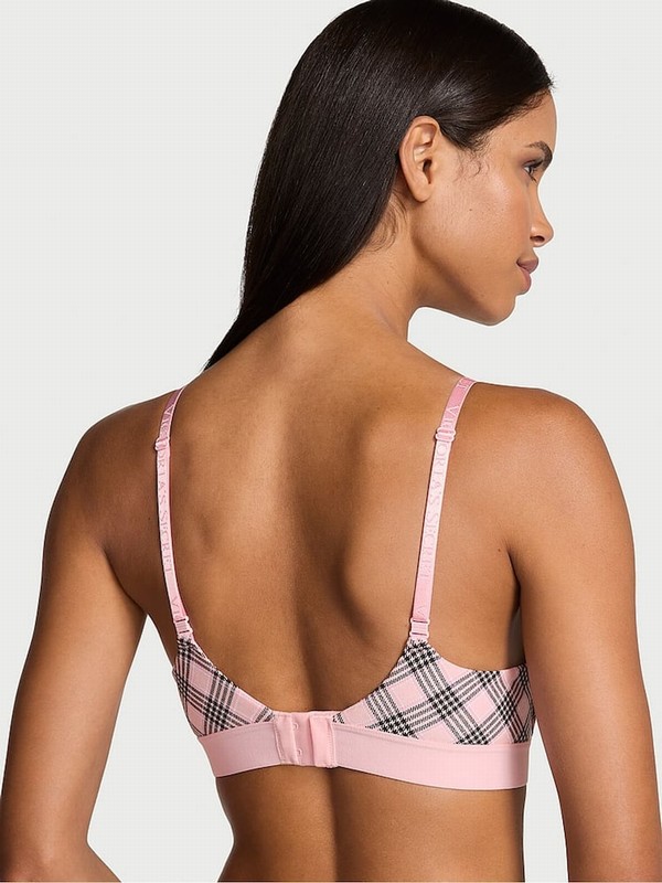 Pink Victoria Secret Plaid Non WiLightly Lined Shine Patch Bras | XFDZJ6478