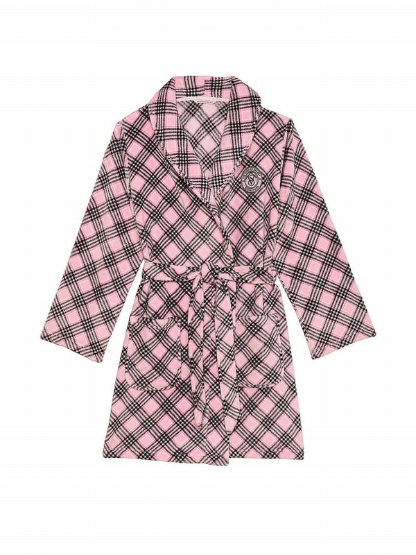 Pink Victoria Secret Pretty Blossom Fave Plaid Cosying Gown Nightwear | JCLNB6925