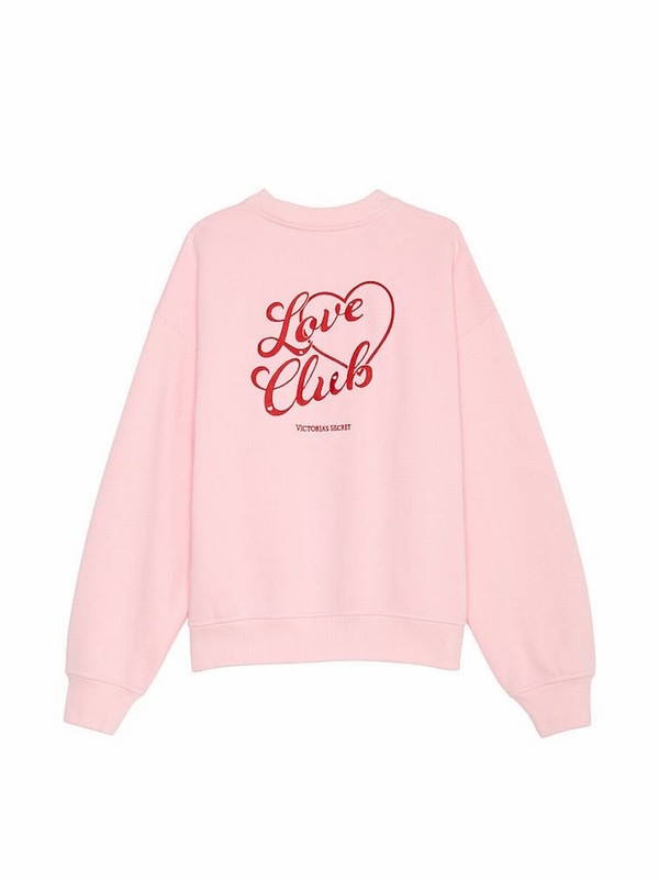 Pink Victoria Secret Pretty Blossom Fleece Crew Sweatshirts | RBJVC1628