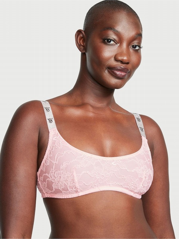 Pink Victoria Secret Pretty Blossom Lace Shine Straplette Bras | YLCAX9564