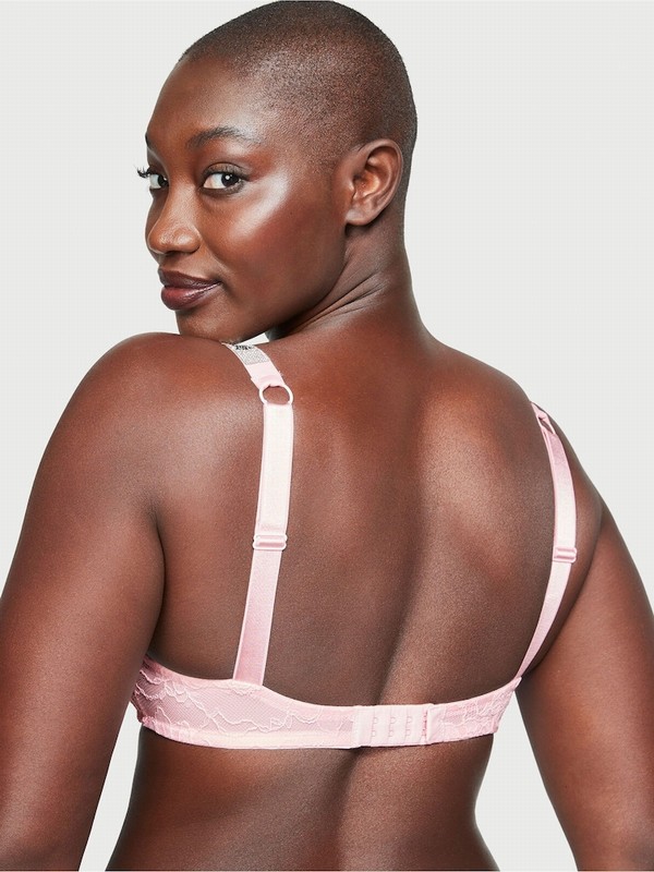 Pink Victoria Secret Pretty Blossom Lace Shine Straplette Bras | YLCAX9564