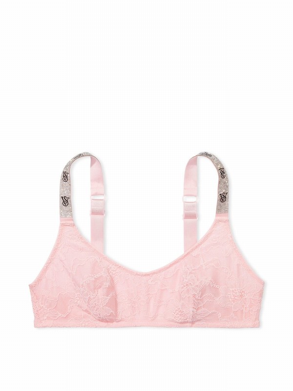 Pink Victoria Secret Pretty Blossom Lace Shine Straplette Bras | YLCAX9564