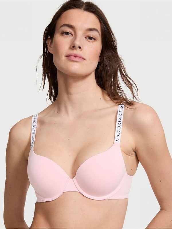 Pink Victoria Secret Pretty Blossom Logo Full Cup Push Up Bras | SXIGU9254