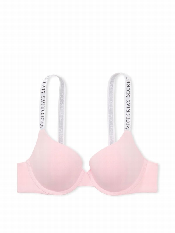 Pink Victoria Secret Pretty Blossom Logo Full Cup Push Up Bras | SXIGU9254