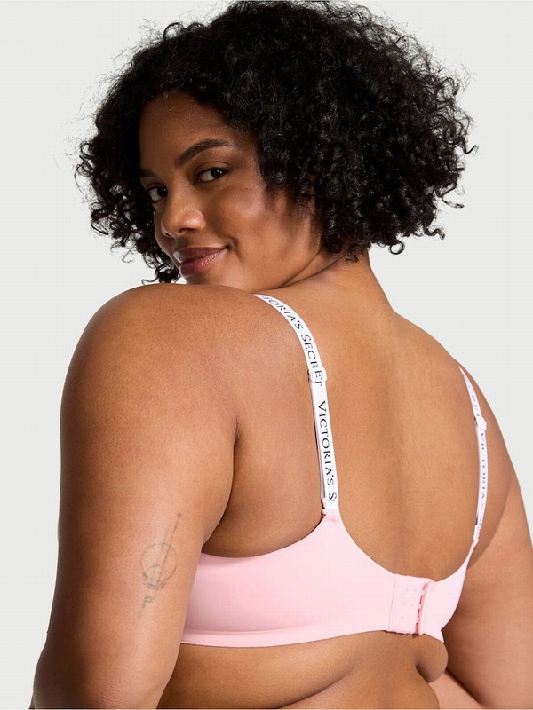 Pink Victoria Secret Pretty Blossom Logo Non WiLightly Lined Bras | JWYLX5180