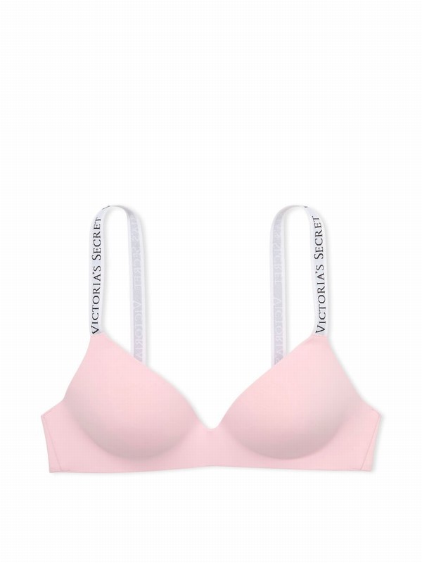 Pink Victoria Secret Pretty Blossom Logo Non WiLightly Lined Bras | JWYLX5180