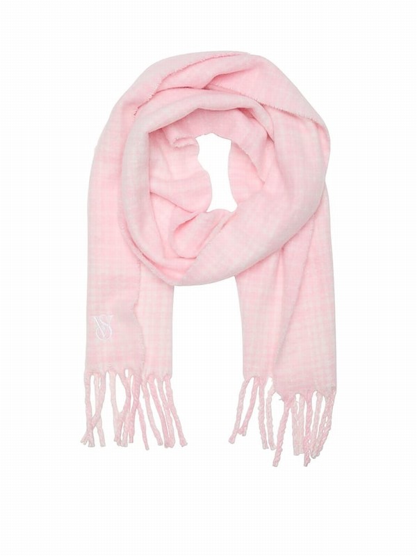 Pink Victoria Secret Pretty Blossom Plaid Blanket Scarf Scarves | ZBDYW5967