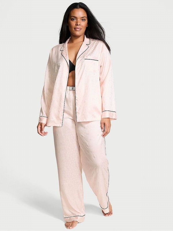 Pink Victoria Secret Purest Dew Drop Jaquard Long Nightwear | CBXHY2064