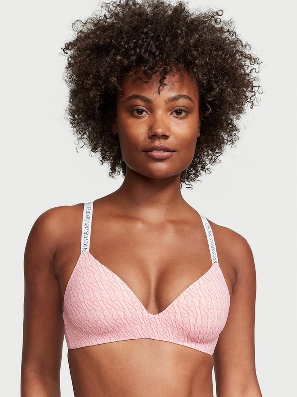 Pink Victoria Secret Purest Geo Logo Non WiLightly Lined Bras | REGUK6159