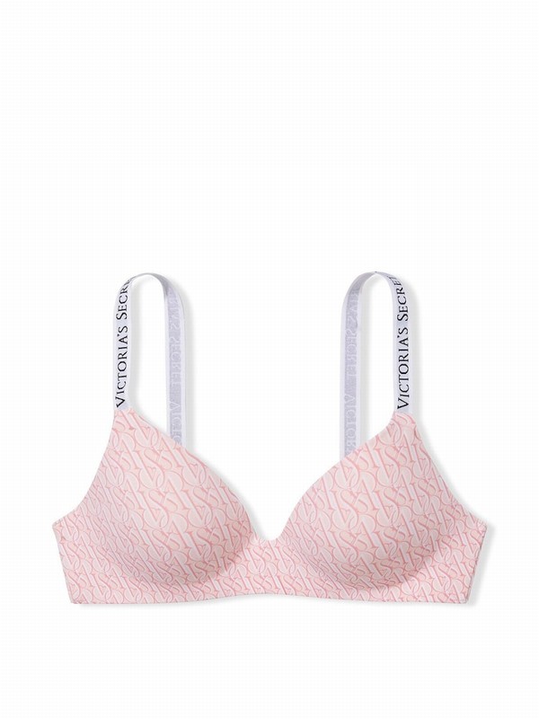 Pink Victoria Secret Purest Geo Logo Non WiLightly Lined Bras | REGUK6159