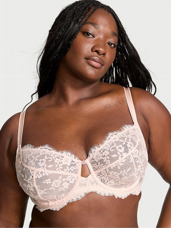 Pink Victoria Secret Purest Lace Full Cup Bras | SNAIH8542