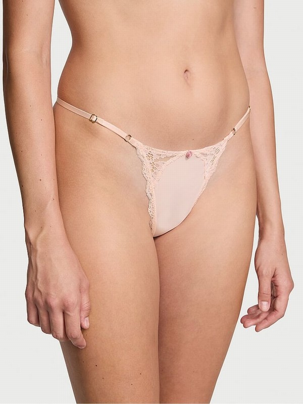 Pink Victoria Secret Purest Lace Trim G String Underwear | BGRKW7251