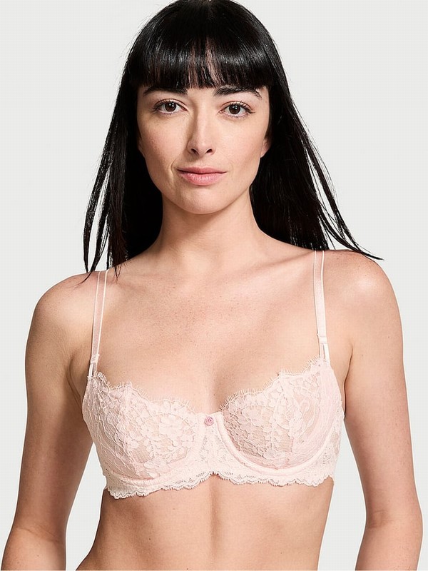 Pink Victoria Secret Purest Lace Unlined Balcony Bras | JNVRL4185
