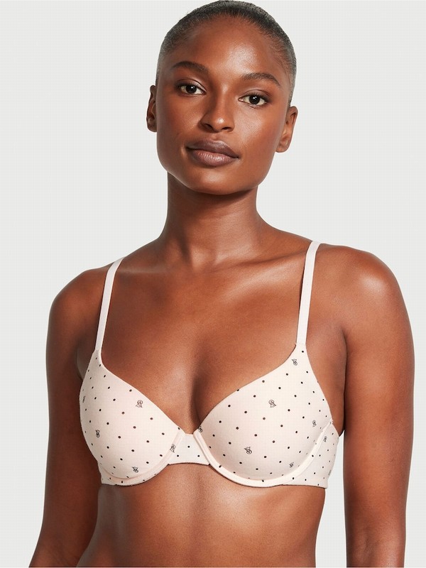Pink Victoria Secret Purest Logo Demi Lightly Lined Bras | JUTFM2705