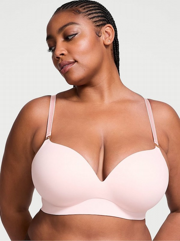 Pink Victoria Secret Purest Non WiPush Up Smooth Bras | MRUWN2637