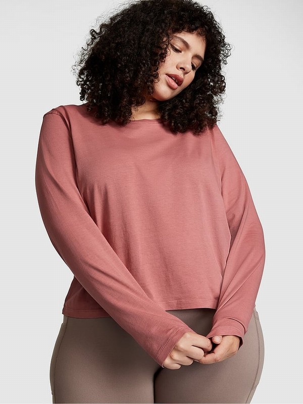 Pink Victoria Secret Soft Begonia Long Sleeve Dreamer T Shirts | AYOHU2345