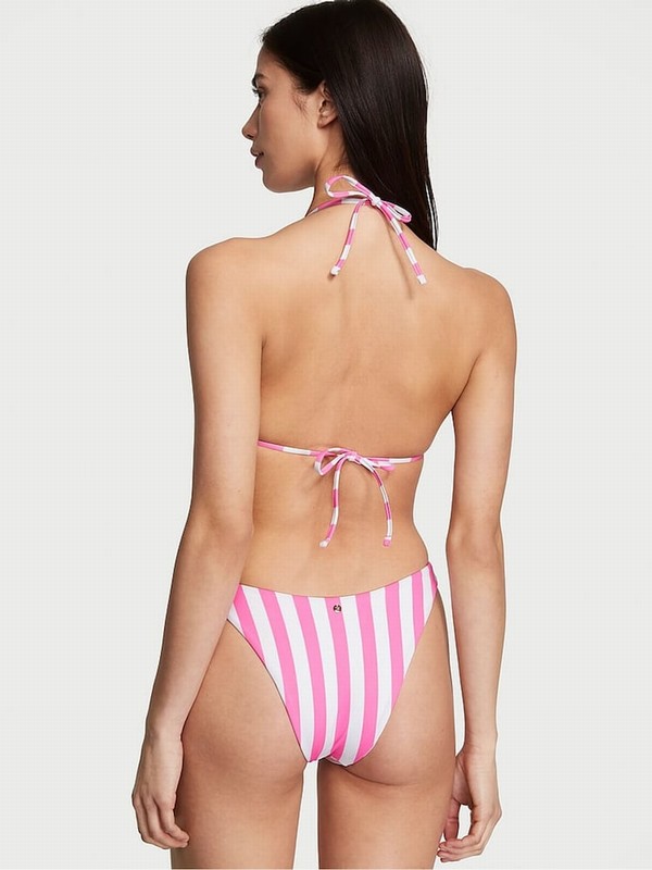 Pink Victoria Secret Stripes High Leg MixandMatch Crossover HighWaist Bikini Bottom | UMYEV9068