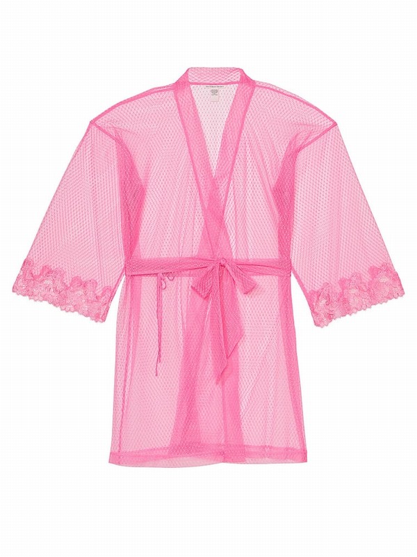 Pink Victoria Secret Tickled Boho Floral EmbroideDressing Gown Nightwear | NCFEX7653