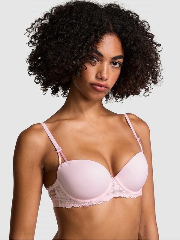 Pink Victoria Secret Tulip Balcony Smooth Cup Lace Bras | ICEUK6239