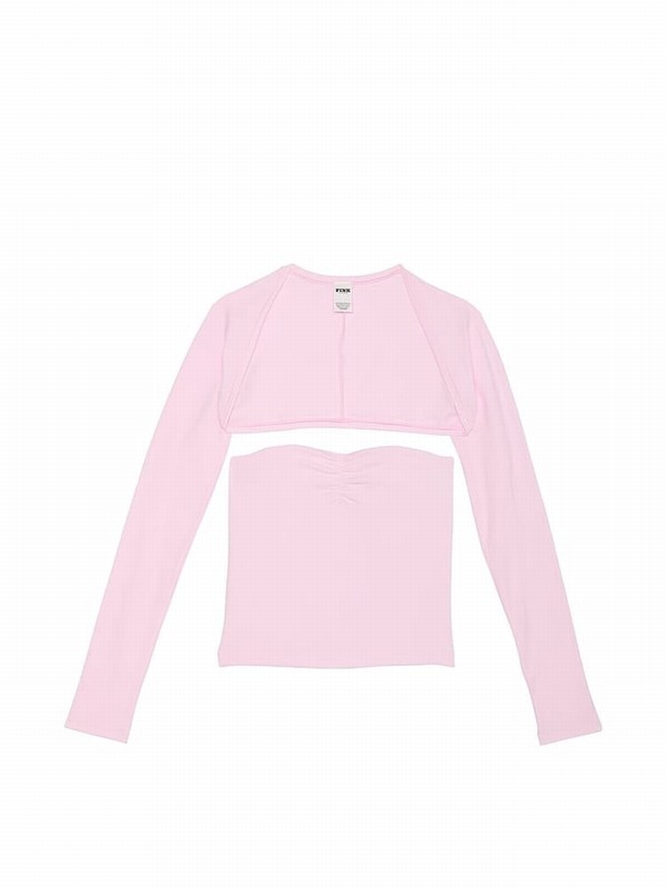 Pink Victoria Secret Tulip Cotton Balero Long Sleeve T Shirts | DXHUW9583