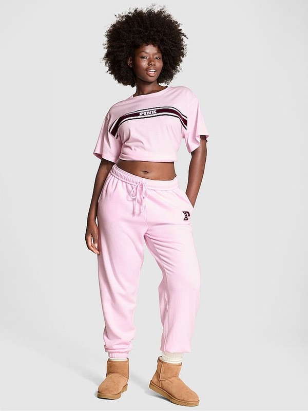 Pink Victoria Secret Tulip Cuffed Fleece Joggers | SVPIQ1458