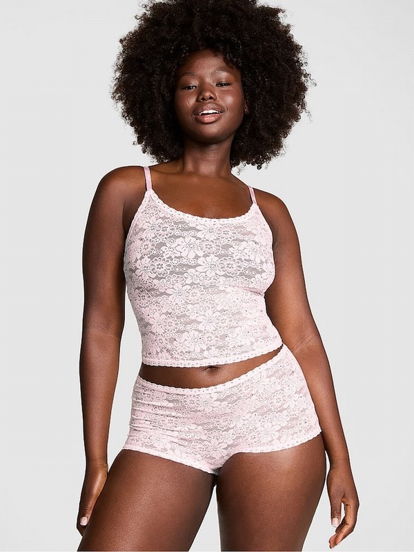 Pink Victoria Secret Tulip Diamante Lace & Knicker Nightwear | NZPHV8713