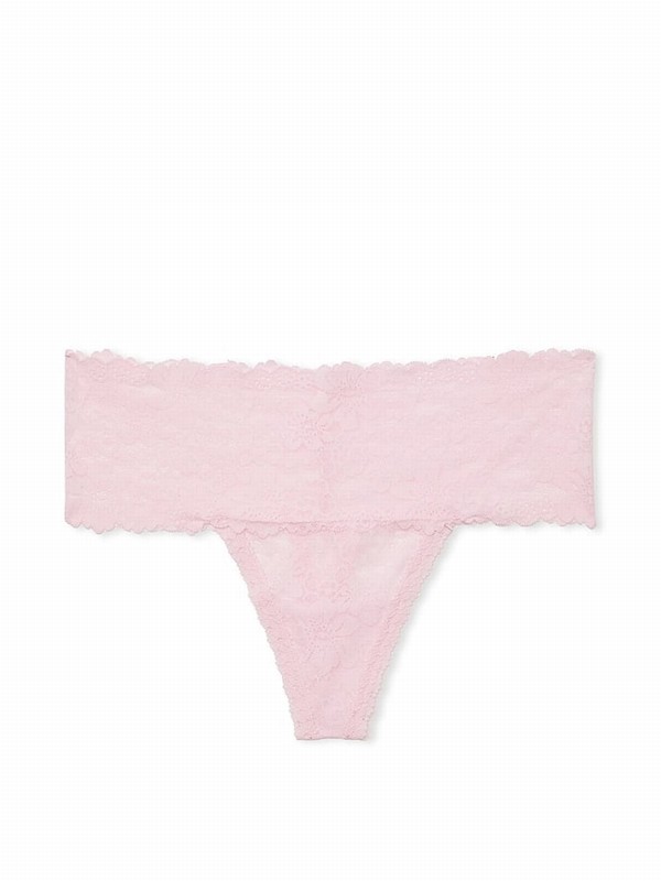 Pink Victoria Secret Tulip High Leg Floral Lace Underwear | LOZBJ4832