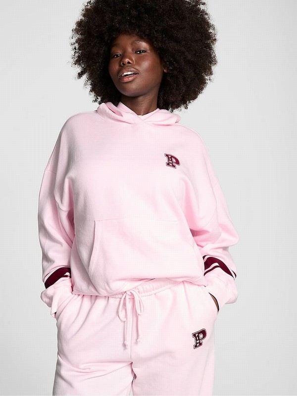 Pink Victoria Secret Tulip Oversized Pullover Fleece Hoodie | LSFGJ8965