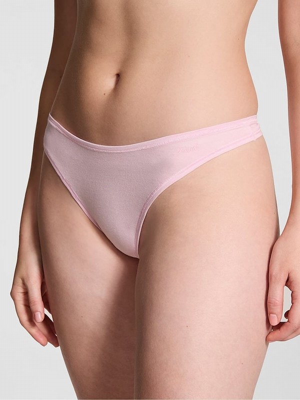 Pink Victoria Secret Tulip Thong Cotton Cheeky Underwear | TEUVY9748